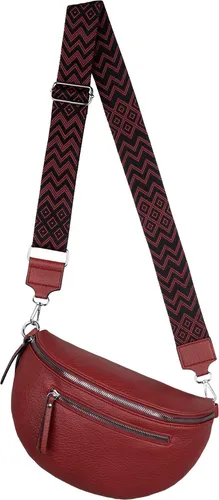 Bauchtasche Crossbody-Bag Umhängetasche Kunstleder Italy-Design RED-W (955)