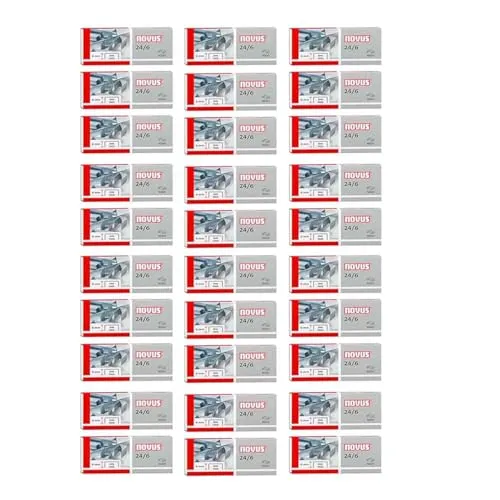 Novus Standardheftklammer 24/6, verzinkt, 1000 Stück - Heftklammern für Heftgeräte, präzise verarbeitet aus verzinktem Stahldraht, ideal für Papierstapel bis 25 Blatt, 30 Packungen à 1000 Klammern.