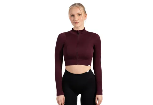 Smilodox Trainingsjacke Zeya – Crop Sportjacke Slim Fit in Dunkel Lila - Figurbetonte Laufjacke mit hohem Kragen und Rippstruktur. Ideal für Workout und Yoga, bietet optimale Bewegungsfreiheit und Tragekomfort. Pflegeleicht, maschinenwaschbar.