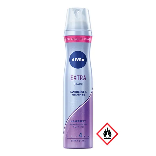 Nivea Haarspray Extra Stark mit Panthenol 250ml 4er Pack - Stark haltendes Haarspray für langanhaltenden Halt. Ideal für kreatives Haarstyling und schützt das Haar. Praktisches 4er Pack für den täglichen Gebrauch.