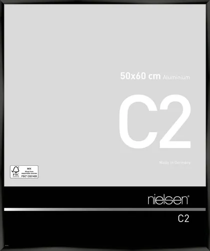Nielsen Alurahmen C2 50x60 cm eloxal schwarz glanz - Bilderrahmen aus hochwertigem Aluminium, elegant in schwarz glänzend, ideal für stilvolle Wanddekoration. Größe 50x60 cm, perfekt für Ihre Lieblingsbilder.
