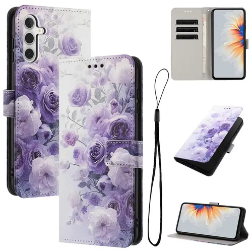 Klapp Schutz Handyhülle für Samsung Galaxy A57 5G Kunstleder Rose Motiv Cover