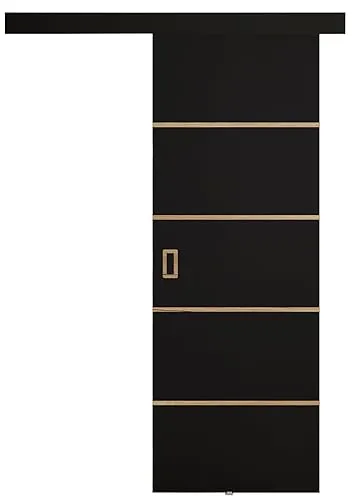 KIER FURNITURE Türen Werdi Plus 70 Moderne Schiebetüren - Wandschiebetür - Universal Links und Rechts - Metallschiebesystem - Robust, Haltbar - Stabil, Langlebig - Schwarz B76xH205xT1,6 cm