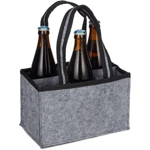 Flaschenträger Filz, Männerhandtasche Bier, Biertasche Flaschentasche 6 Flaschen