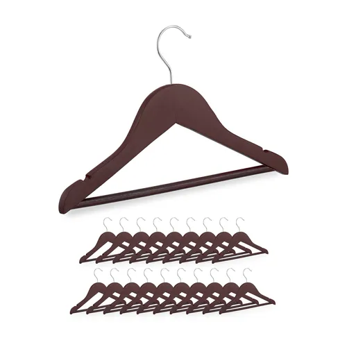 relaxdays Kinderkleiderbügel aus Holz im 20er Set, braun - Kleiderbügel für Baby- und Kinderkleidung, 360° drehbare Haken und 2 Kerben für sicheren Halt. Ideal für einen ordentlichen Kleiderschrank und mehr Übersicht.
