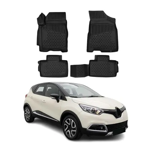 OMAC Auto-Fußmatten für Renault Captur 2013-2019 - Fahrzeugspezifische 4-tlg TPE Fußmatten, rutschfest und wasserdicht, ideal für perfekten Schutz und einfache Reinigung im Innenraum.