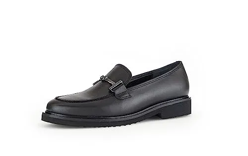 Gabor Damen Slipper - Elegante Slip Ons in Schwarz (Altsilber) - Slipper & Mokassins für Damen, aus hochwertigem Rauleder und Glattleder, mit bequemer Leichtzellsohle und 3 cm Blockabsatz für stilvollen Komfort im Alltag.