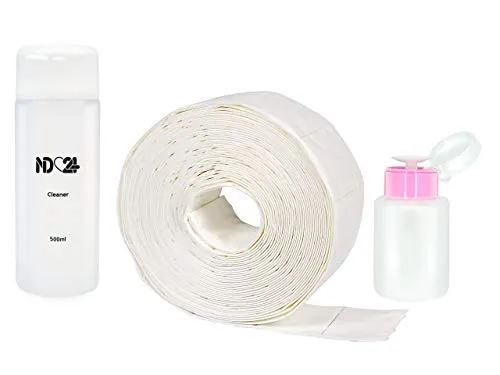 Nageldesign Set - Nagel Cleaner 500ml + 250 Clean Pads Nail Pads + Dispenser - Studio Qualität