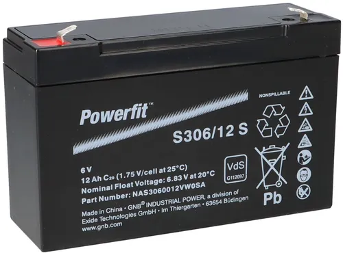 Exide Powerfit Bleiakku AGM 6V 12Ah S306/12 S von Exide
