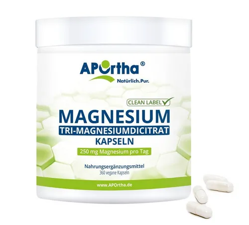 APOrtha Tri-Magnesiumdicitrat - Magnesium-Citrat - veganes Pulver, 400 g