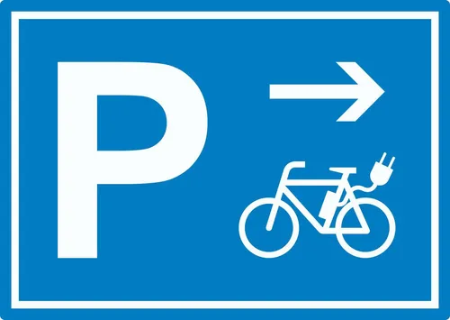 HB-Druck Aufkleber E-Bike Elektrorad Parkplatz mit Richtungspfeil rechts Aufkleber, wetterfest, UV-beständig, kratzfest