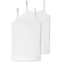 SCHIESSER Mädchen Spaghetti-Top 2er Pack - Trägertop, Unterhemd, Cotton Stretch Weiß 176