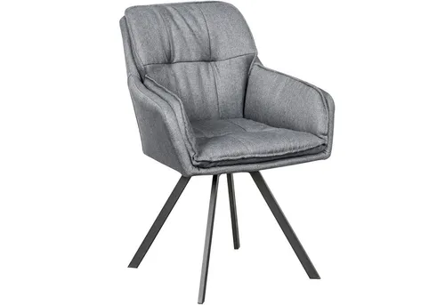 riess-ambiente Armlehnstuhl MR. LOUNGER grau/schwarz - Stuhl mit 180° drehbarer Sitzschale, hochwertig gepolstert und im modernen Retro-Design – ideal für Esszimmer oder Büro.