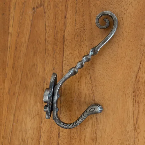 Haken - Schlange Lilie, Garderobe handgefertigt Eisen grau meliert 15 x 7 cm
