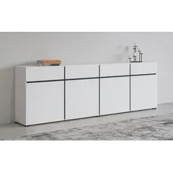 INOSIGN Sideboard Cross 225 cm - Moderne grifflose Kommode - Sideboard mit 4 Türen und 4 Schubkästen, bietet viel Stauraum und verstellbare Einlegeböden. Ideal für eine stilvolle und funktionale Einrichtung.