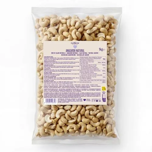 nut&me Cashewkerne 1kg Naturbelassen und ungesalzen | Dein Nüsse Snacks für zwischendurch | Unvergleichlich lecker | Ganze Cashew Nüsse | Proteinquelle | Ballaststoffquelle | Glutenfrei