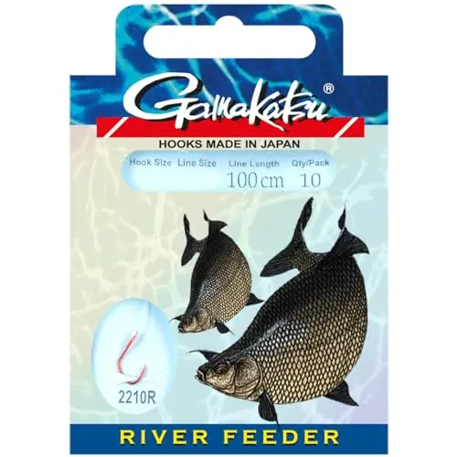 Gamakatsu Bream River Feeder LS-2210 Rot 100cm - 10 gebundene Haken