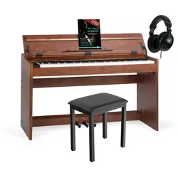 McGrey DP-18 WN E-Piano Nussbaum matt Set - Keyboards mit 88 gewichteten Tasten, 128 Klängen und 600 Begleitrhythmen. Inklusive Klavierbank, Kopfhörer und Klavierschule für den perfekten Einstieg in die Musik.