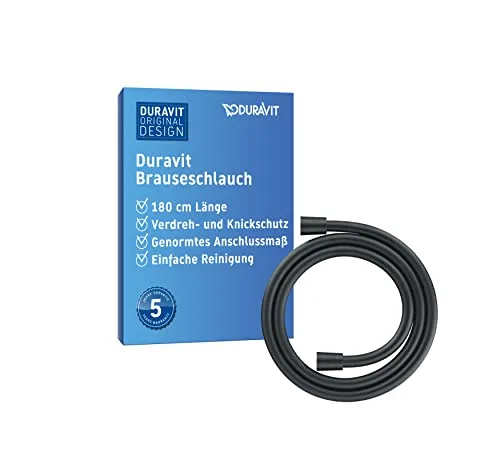 Duravit Universal Brauseschlauch 1,80 m - Flexibel mit Verdrehschutz - Duschkopfschläuche: Flexibler Duschschlauch mit Verdreh- und Knickschutz für optimale Bewegungsfreiheit, in elegantem Schwarz-Matt und einfach zu montieren.