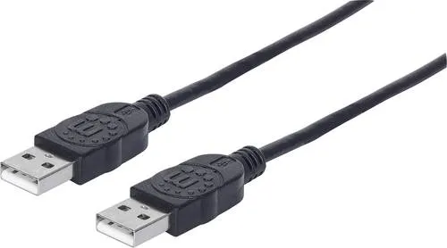 Manhattan USB-Kabel USB 2.0 USB-A Stecker, USB-A Stecker 1.00m Schwarz Folienschirm, UL-zertifiziert, vergoldete Steckkontakte