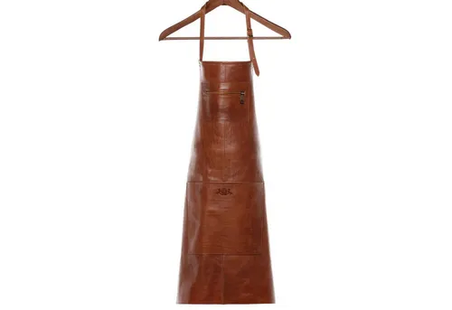 SID & VAIN Grillschürze echt Leder specials groß hell-crunchy-tan, Kochschürze echt Leder Unisex, Lederschürze BBQ, Schürze braun