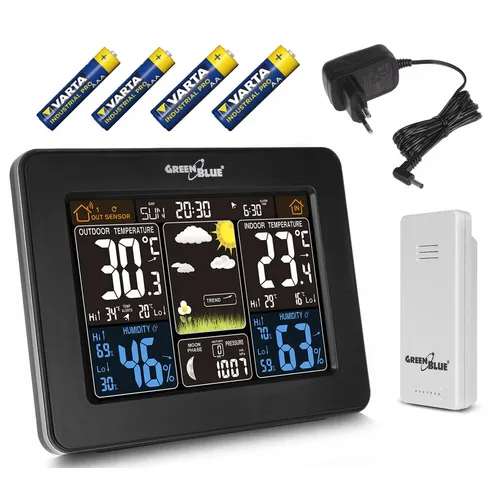 Wetterstation GreenBlue Farbdisplay Außensensor DCF GB523