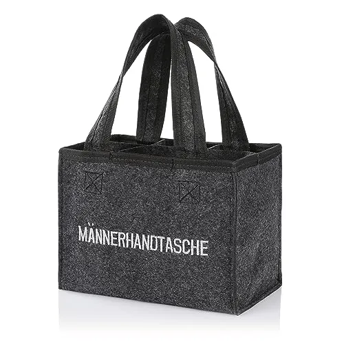 Nordstern Männerhandtasche aus Filz - Flaschenträger für 6 Flaschen, 100% Polyester, ideales Geschenk für Männer