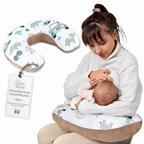 Totsy Baby Stillkissen klein Minky 130 cm - Handliches Stillhörnchen für unterwegs - Kissen für bequemes Stillen, ergonomische Unterstützung für Rücken und Nacken, ideal für Reisen und unterwegs.