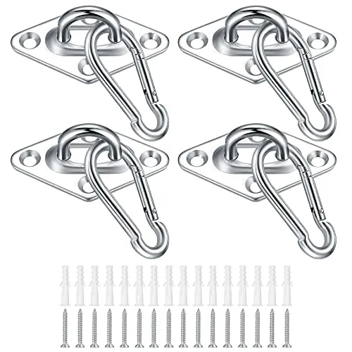 YiPHomn 4 Stück Augplatten, Edelstahl Deckenhaken, Wandhaken Ösen Halterung, Ösenplatte Mastplatte, Decksplatte Befestigungshaken mit Schrauben und Gummistopfen, für Hängesessel Sonnensegel
