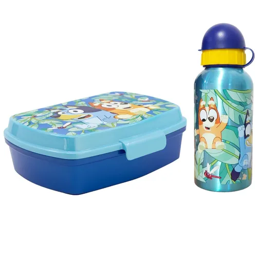 Bluey Bingo Kinder 2-teiliges Set Brotdose Alu Trinkflasche Flasche 400 ml