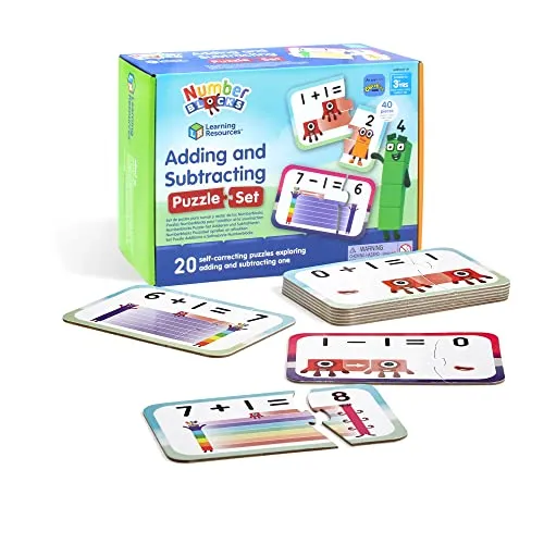 Learning Resources Numberblocks Puzzle-Set Addieren und Subtrahieren, Numberblocks-Puzzlespiel, Mathe-Puzzlespiel, 20 Lernpuzzles in Einer Box, Puzzles mit 2 Teilen, ab 3 Jahren