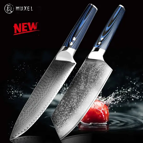 The Blue Knife Das Blaue Messer-Set - Hochwertige Damast-Küchenmesser - Erleben Sie Präzision in der Küche mit unserem blauen Damastmesser-Set. Ideal für alle Kochbedürfnisse, ergonomischer Griff für komfortables Schneiden.