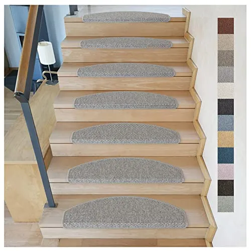 Kettelservice-Metzker Stufenmatten Göteborg Halbrund - 65x24x4cm, Grau, 18 Stück - Stylische Stufenmatten in Sisal Optik, ideal für sicheren Halt auf Treppen. Mit geprüfter Qualität und rutschfester Rückenausstattung bieten sie optimalen Schutz für Ihre Familie und Haustiere.