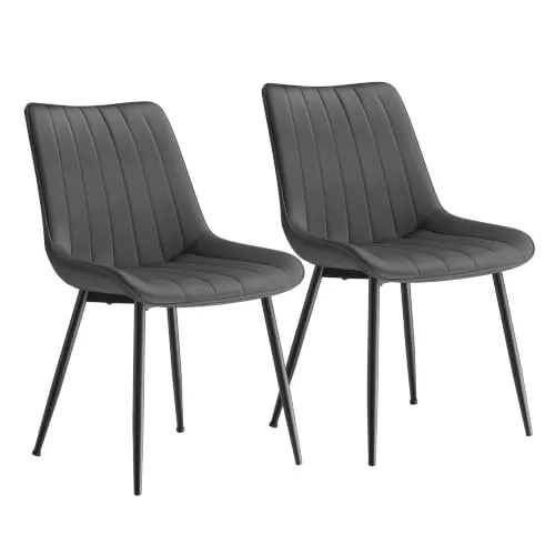 SONGMICS Esszimmerstuhl 2er Set, Polsterstuhl mit ergonomischer Rückenlehne, bis 120 kg belastbar, grau-tintenschwarz