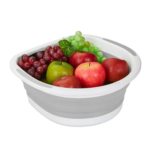 relaxdays Küchensieb Faltbares Sieb - Kunststoff, Grau, platzsparend und ideal für die einfache Zubereitung von Speisen