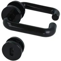 Türbeschlag Rosettengarnitur BB PZ Schwarz Türdrücker Kunststoff 8mm Vierkant