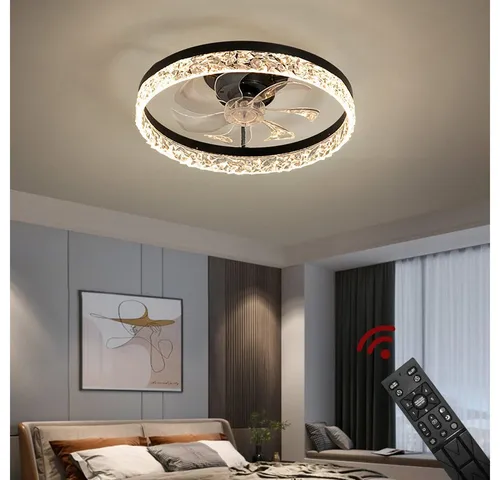 Euroton Deckenventilator Deckenventilator LED Beleuchtung Deckenlampe Fernbedienung, 20 cm Durchmesser, Nicht zutreffend