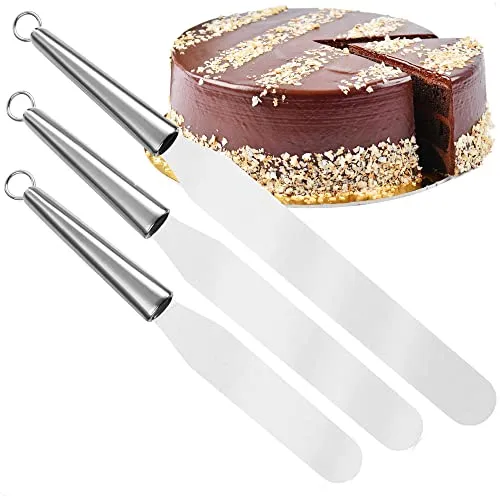 Robin Goods® 3-teiliges Streichmesser Set von 29 bis 39 cm – Profi Glasurspatel, Streichpalette aus rostfreiem Edelstahl in 3 Größen – Backzubehör für Torten und Kuchen (3tlg. - mit edelstahlgriff)