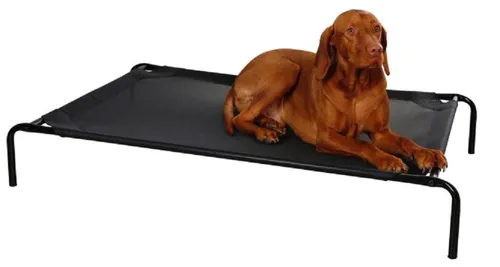 Kerbl Tierbett Hundeliege Vacation schwarz 80344 - Outdoor-Hundebett mit wetterbeständigem Metallgestell und schnelltrocknendem Bezug, ideal für Terrasse oder Balkon, schützt vor Nässe und Ungeziefer.