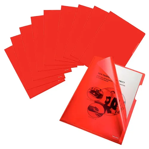 bene Sichthüllen DIN A4 rot glatt 0,15 mm - 100 Stück, klarer Schutz für Ihre Dokumente, dokumentenecht und einfach zugänglich