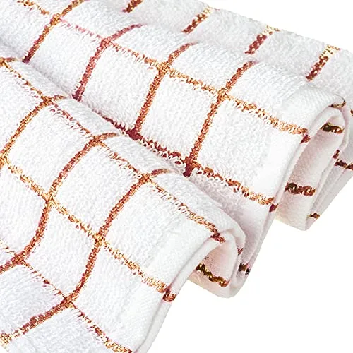 Stück Premium Frottee Geschirrtuch 40x64 cm in Weiß/Hellbraun kariert von StickandShine / 100% Baumwolle 1