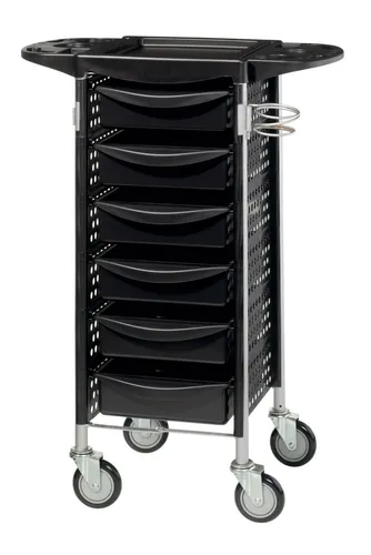 Comair Salonhilfe Friseurwagen Arbeitswagen Stapelboy *NEU* - Haarschneider Zubehör: Praktischer Trolley in Schwarz für professionelle Friseure, bietet viel Stauraum und Mobilität im Salon.