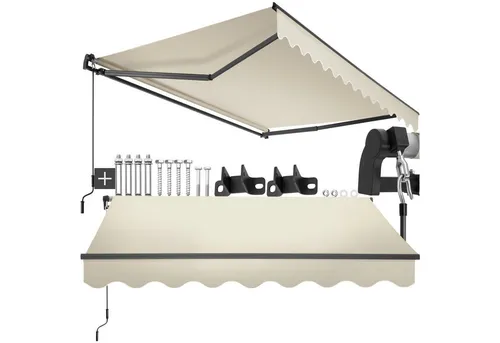 TecTake Gelenkarmmarkise Ornella 250 x 200 cm - Beige - Gartenmöbel: Schaffe Dir Deine persönliche Wohlfühloase mit der stabilen Gelenkarmmarkise Ornella, die hohen UV-Schutz bietet und sich leichtgängig mit einer Handkurbel verstellen lässt.