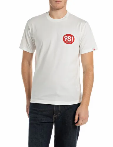 REPLAY Herren M3201 T-Shirt, 011 Natural White, XL - Locker sitzendes Kurzarmshirt aus reiner Baumwolle für angenehmen Tragekomfort. Der minimalistische REPLAY-Aufdruck verleiht einen modernen Casual-Look. Ideal für den Alltag, pflegeleicht bei 30 °C im Schonwaschgang.