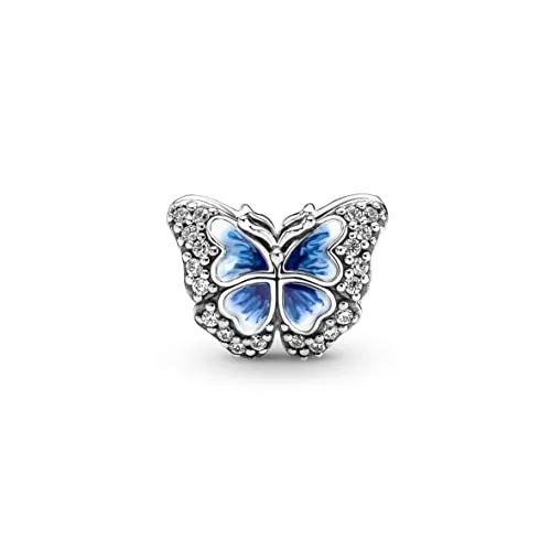 PANDORA Moments Funkelndes Blauer Schmetterling Charm aus Sterling-Silber mit Cubic Zirkonia - Kompatibel Moments Armbänder, 790761C01
