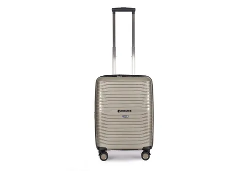 Stratic Bright+ Hartschalen-Koffer Trolley (Größe S, Champagne) - Koffer mit NFC-Chip für Smartphone-Steuerung, wasserabweisend, erweiterbar um 10% und mit TSA-Schloss für maximale Sicherheit auf Reisen.