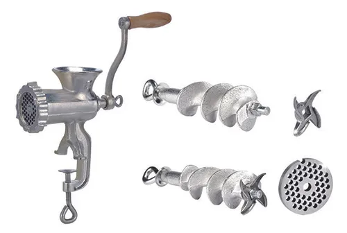 Fleischwolf mit Schraubvorrichtung Gusseisen 24,5x9,5x37,5cm - Fleischwolf aus robustem Gusseisen mit praktischer Schraubvorrichtung und Holzgriff, ideal für die Zubereitung von frischem Hackfleisch zu Hause.