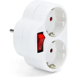 Steckdosen-Adapter mit Schalter und 2 Schuko-Steckern – Mehrfachstecker in Weiß