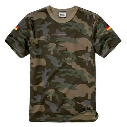 BWuM Bundeswehr Tropenshirt Camouflage mit Flaggen & Klett, Größe:5 (M), Farbe:Darkcamo