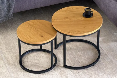 Riess Ambiente Runde Beistelltische 2er Set Elegance 45cm - Satztische fürs Wohnzimmer, elegantes Set aus zwei Beistelltischen mit stabilem Metallgestell, platzsparend und flexibel für einen zeitlosen Look.